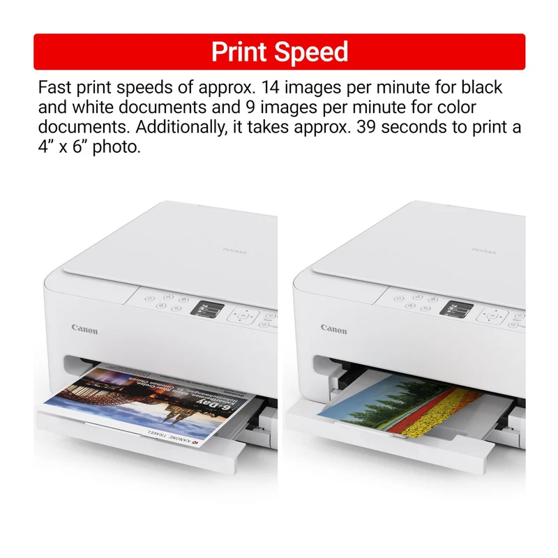 Canon PIXMA TS6520 Wireless Color Inkjet Printer Duplex Printing, White - Home Printer with Copier/Scanner, 1.42” OLED Display, Intuitive Control Panel, Compact Design