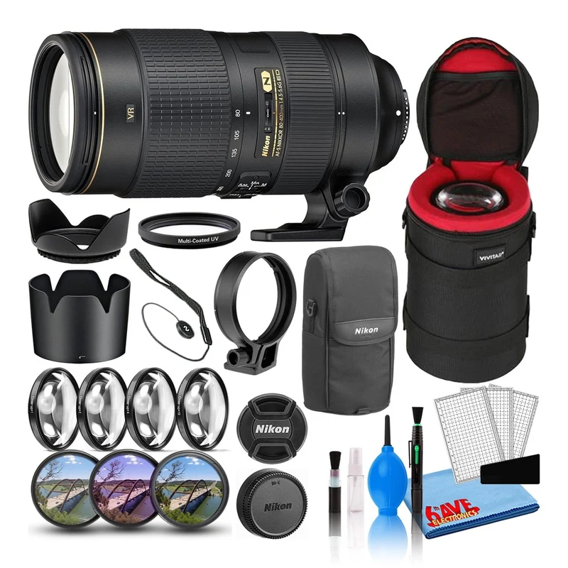 Nikon AF-S 80-400mm f/4.5-5.6G ED VR Lens (2208) Intl Model Bundle