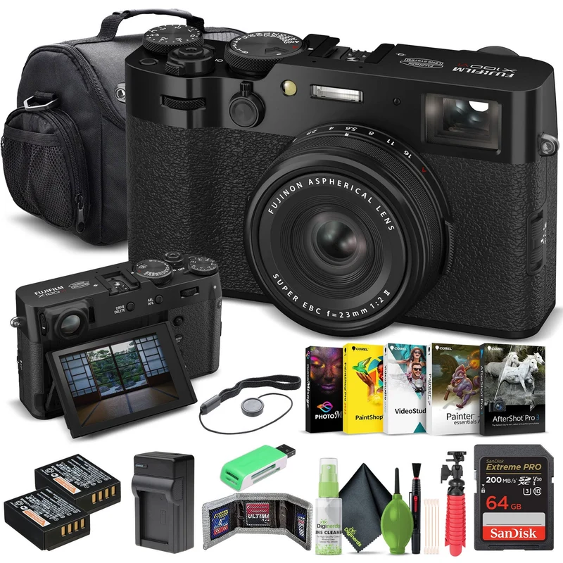 FUJIFILM X100VI Digital Camera (Black) (16821913) + 64GB Card + Advanced Bundle -