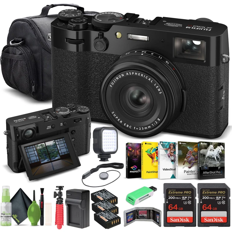 FUJIFILM X100VI Digital Camera (Black) (16821913) + 2 x 64GB Card + Pro Bundle -