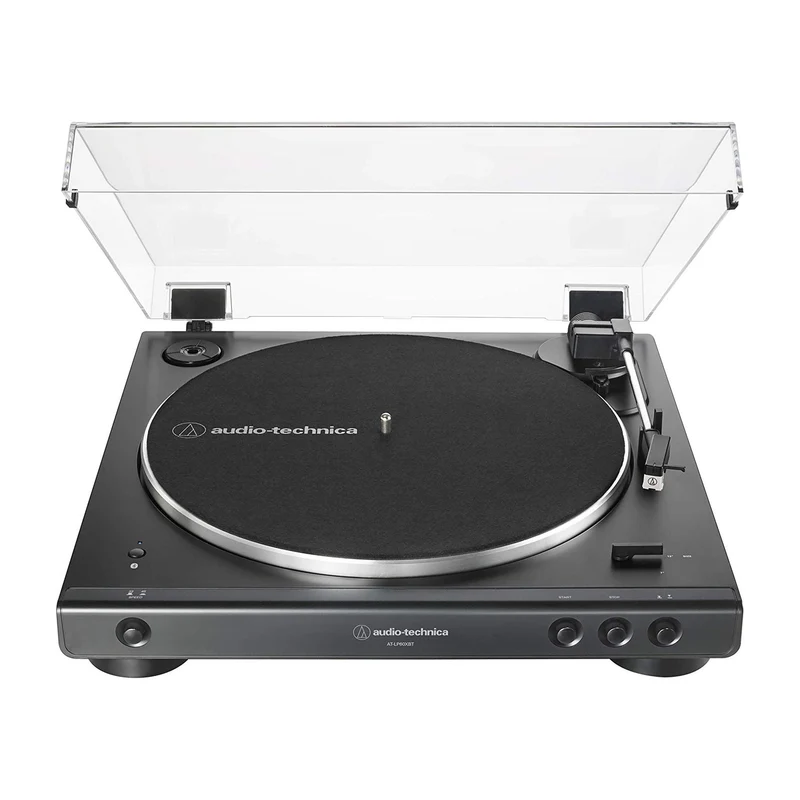 Audio-Technica AT-LP60XBT-BK Fully Automatic Bluetooth Belt-Drive Stereo Turntable, Black, Hi-Fi, 2 Speed, Dust Cover, Anti-Resonance, Die-cast Aluminum Platter