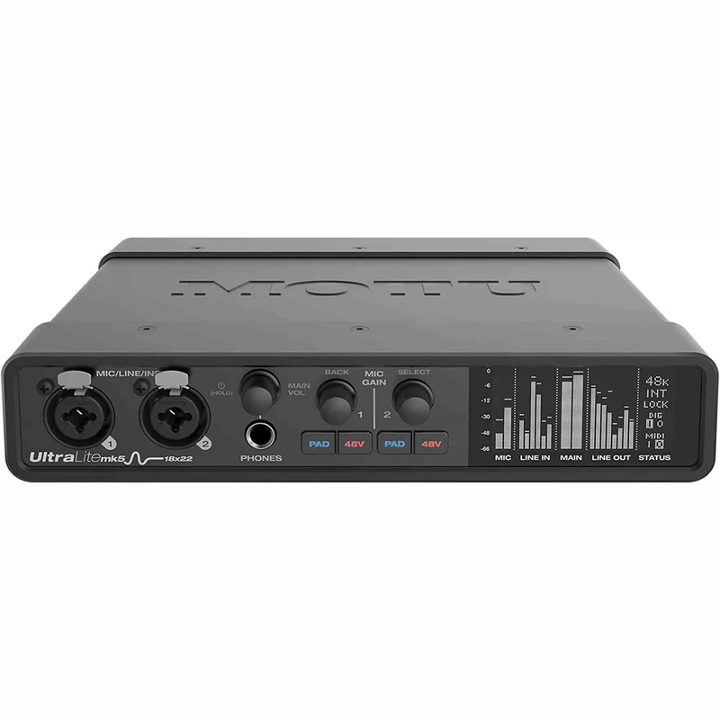 MOTU UltraLite-mk5 USB Audio Interface Bundle with Headphone, XLR Cables, and 6Ave Cleaning Kit