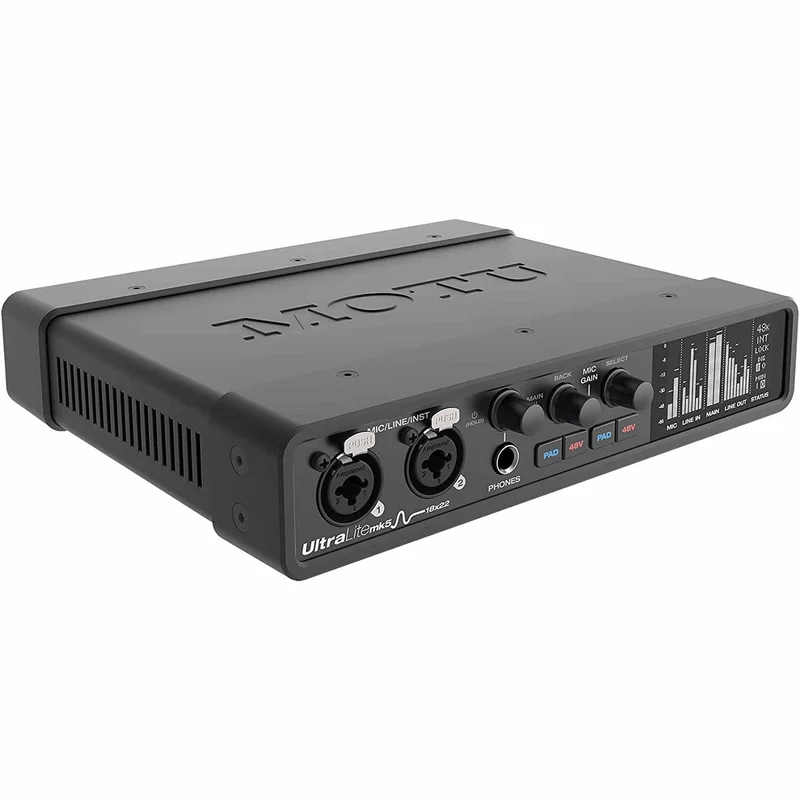 MOTU UltraLite-mk5 USB Audio Interface Bundle with Headphone, XLR Cables, and 6Ave Cleaning Kit