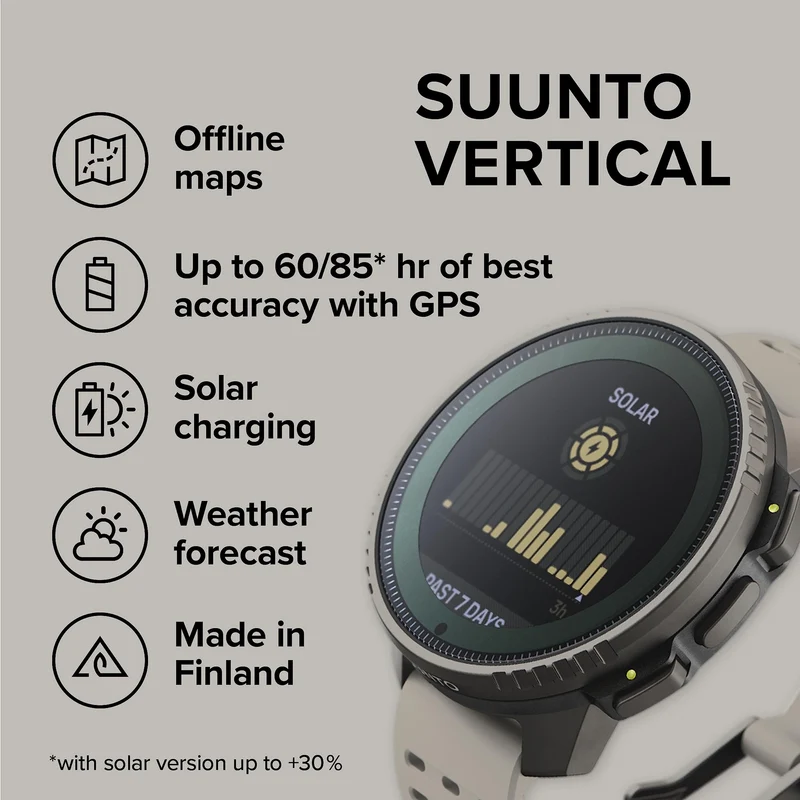 SUUNTO Vertical: Adventure GPS Watch, Large Screen, Offline Maps, Solar Charging
