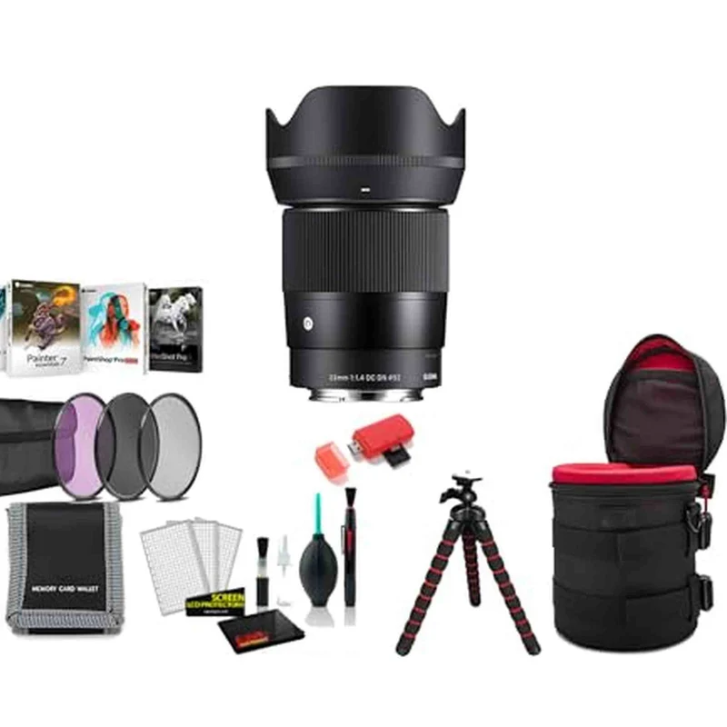 Sigma 23mm f/1.4 DC DN Contemporary Lens (Sony E) with 256GB Memory Card