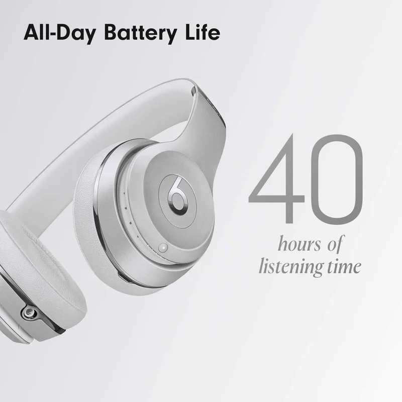 Beats Solo3 Wireless On-Ear Headphones - Silver (2024 Model) (Renewed)