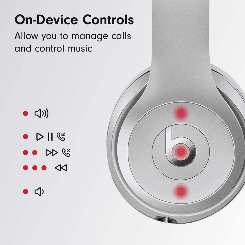 Beats Solo3 Wireless On-Ear Headphones - Silver (2024 Model) (Renewed)