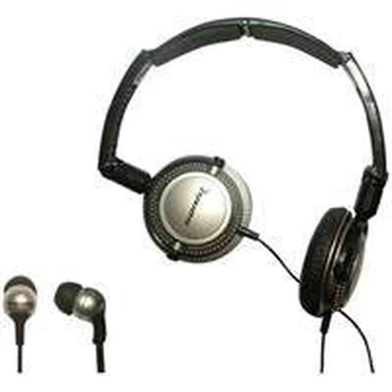 Soniq KABOOM! Headphone/Earphone Combo Pack, 18 Hz to 22 kHz Frequency Response, Silver