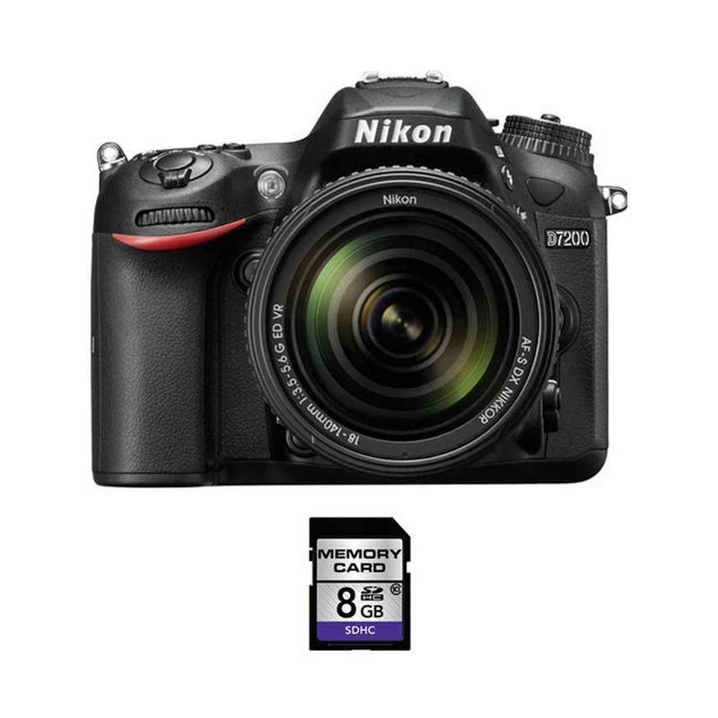 Nikon D7200 Digital SLR Camera w/18-140mm Lens & 8GB SDHC Memory Card