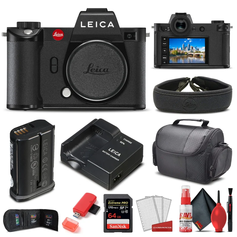 Leica SL2 Mirrorless Digital Camera (Body) (10854) + 64GB Extreme Pro Card + Card Reader + Case + Memory Wallet - Starter Bundle