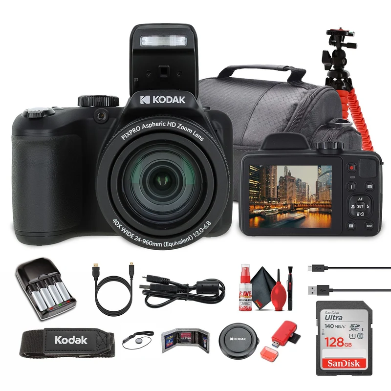 Kodak Pixpro AZ405 Digital Camera in Black (AZ405BK) Bundle with Accessories