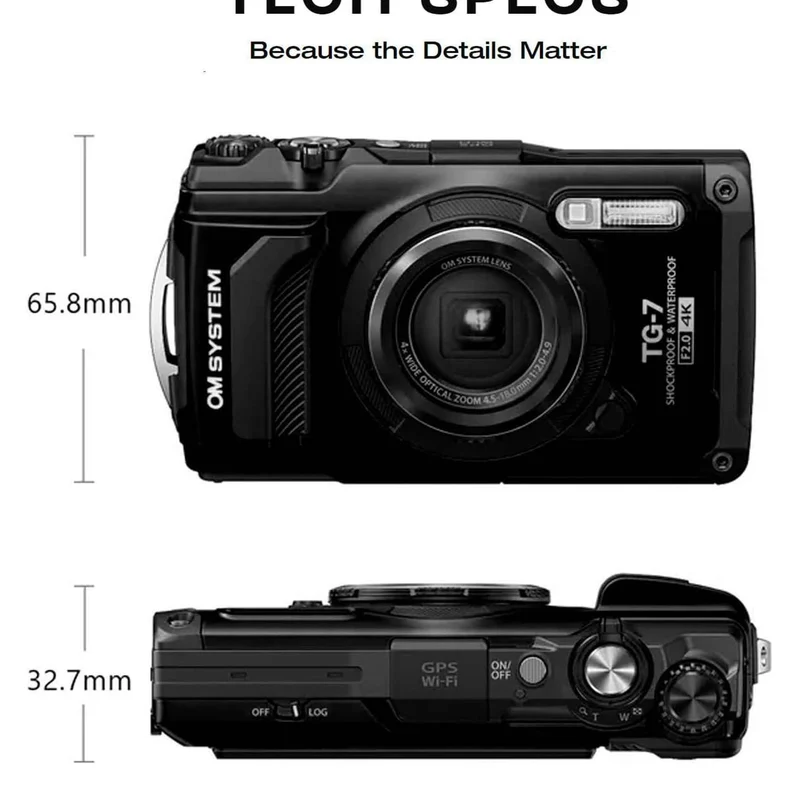 OM SYSTEM Tough TG-7 Digital Camera (Black) Bundle