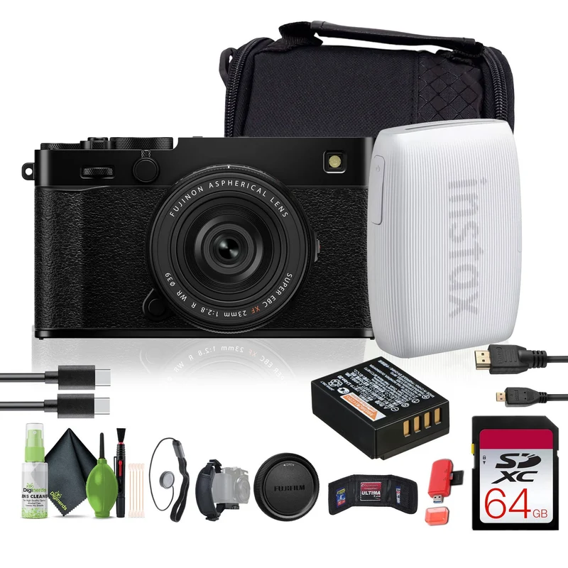 FUJIFILM X-E5 Mirrorless Digital Camera with XF 23mm f/2.8 Lens (Black), Printer - White