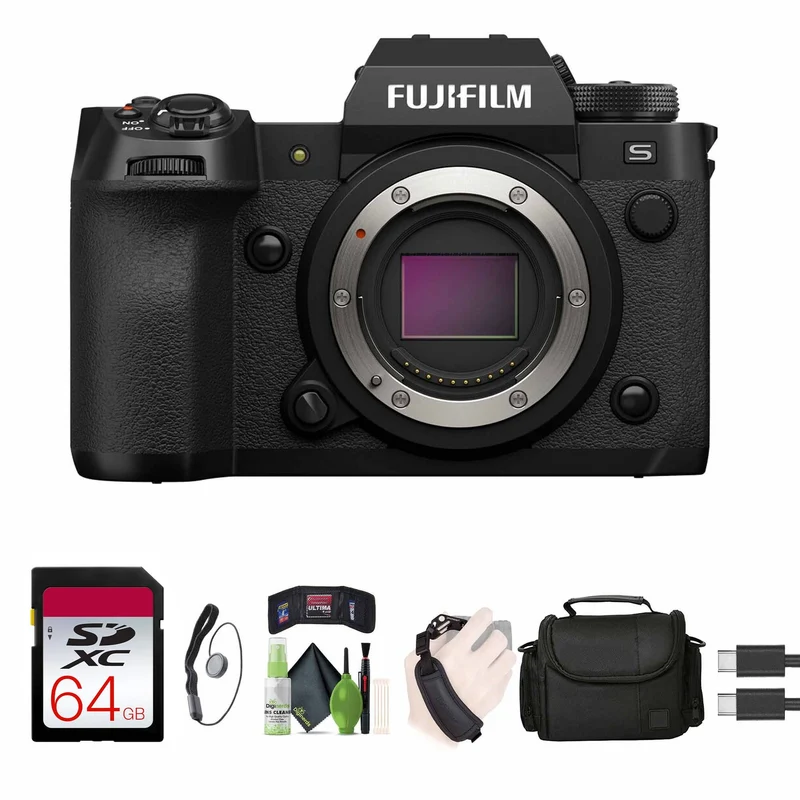 FUJIFILM X-H2S Mirrorless Camera, 64GB Memory Card, Lens Cap Keeper, Bundle