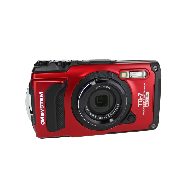 OM SYSTEM Tough TG-7 Red Waterproof Camera with 50 Piece Accessory Kit + Extra Battery + More