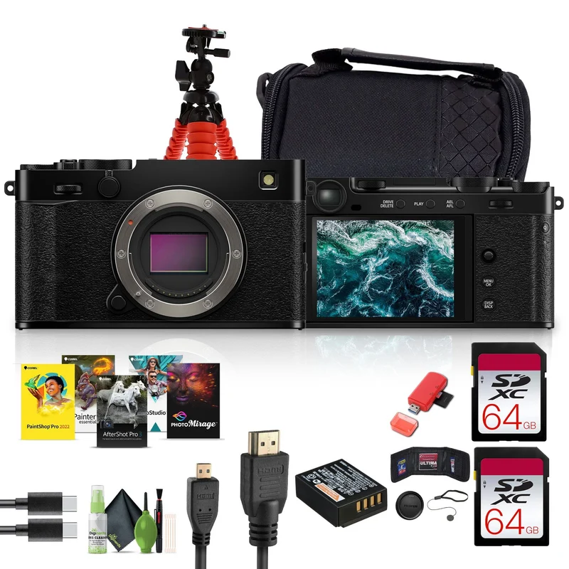 FUJIFILM X-E5 Mirrorless Digital Camera (Black), 2x 64GB Memory Card