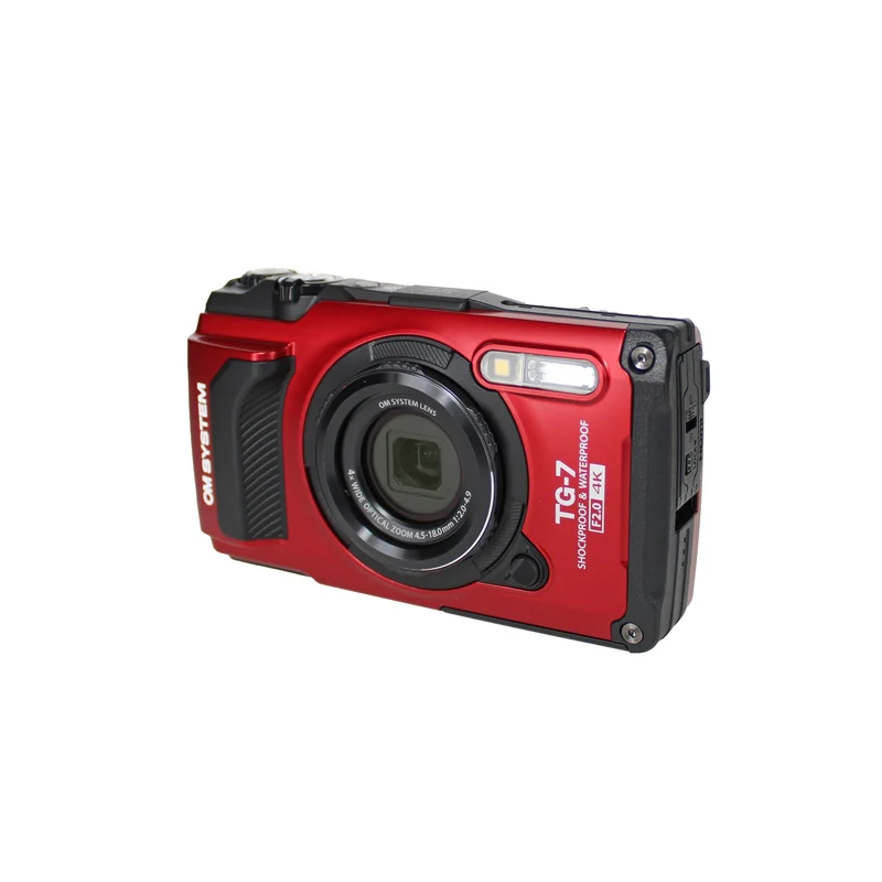 OM SYSTEM Tough TG-7 Red Waterproof Camera, With 2 Extra Batteries + 64GB Card + More