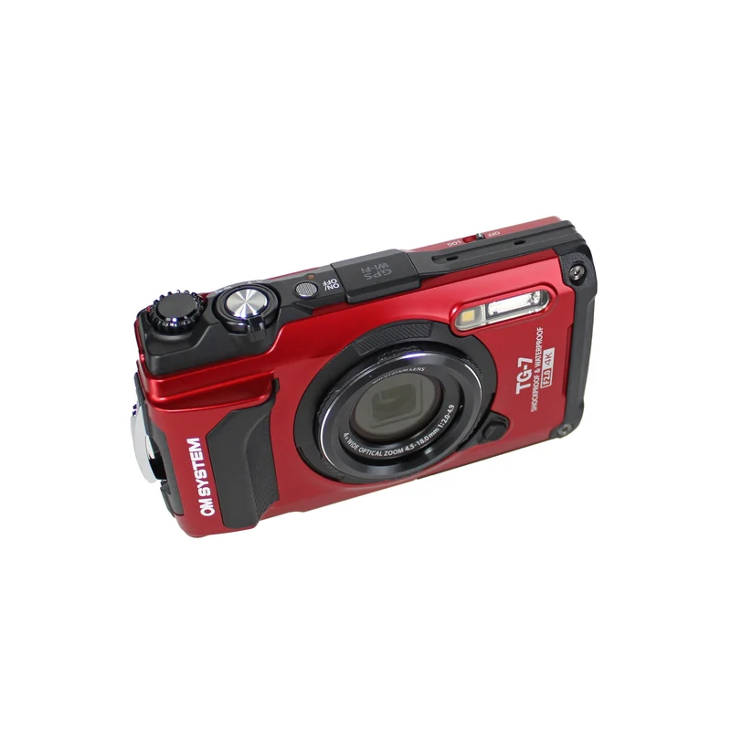 OM SYSTEM Tough TG-7 Red Waterproof Camera, With 2 Extra Batteries + 64GB Card + More
