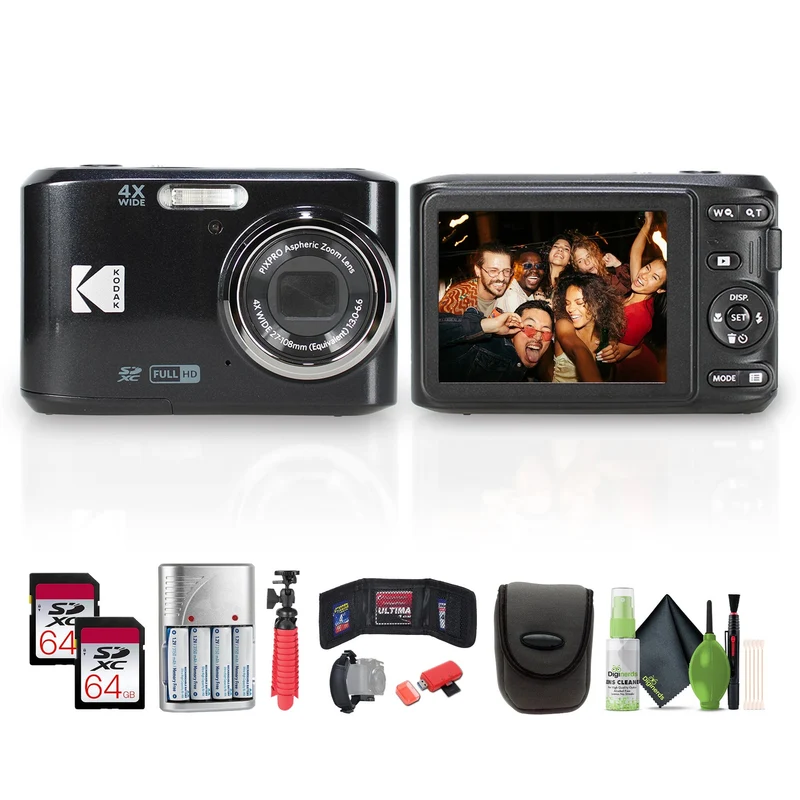 Kodak Pixpro FZ45 Digital Camera in Black (FZ45BK) Bundle with Accessories