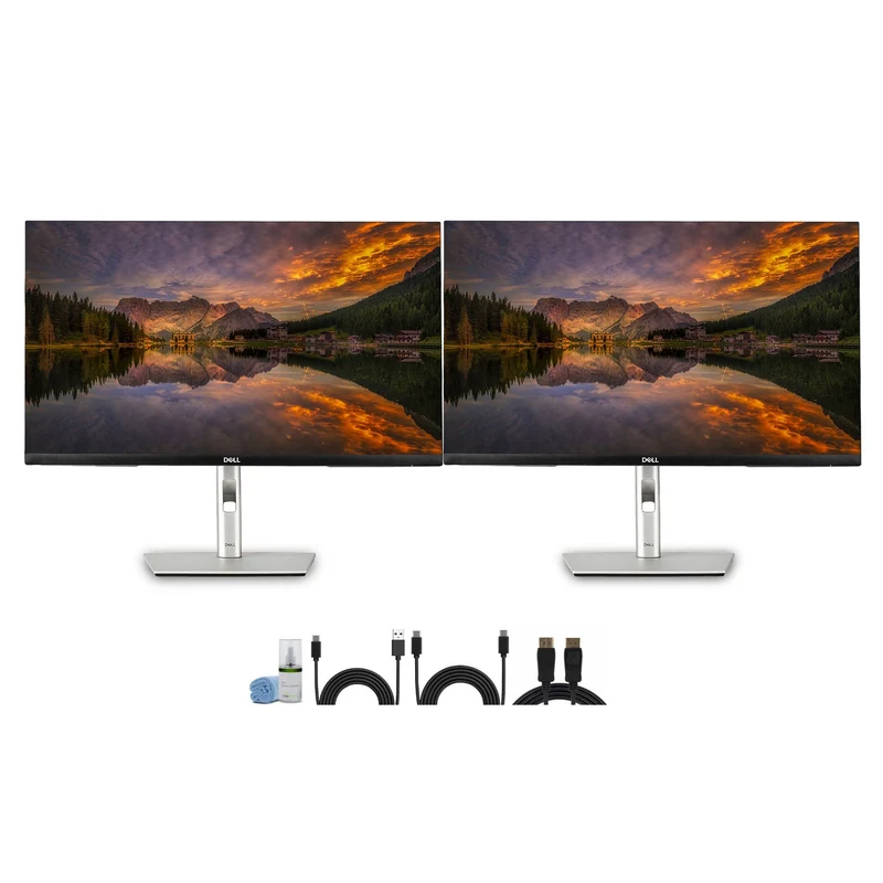 2 x Dell P2725QE 27" 4K UHD USB Type-C Hub Monitor (P2725QE) + Cleaning Kit