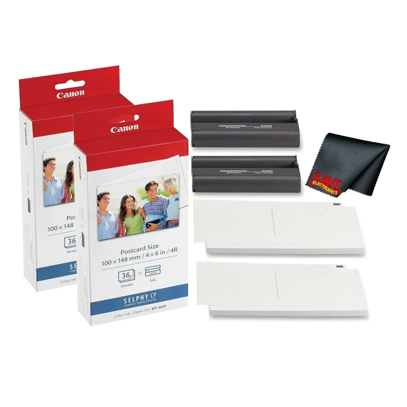 Canon KP-36IP Color Ink and Photo Paper Set 4"x 6" for Canon Selphy Printers (72 Sheets) Bundle