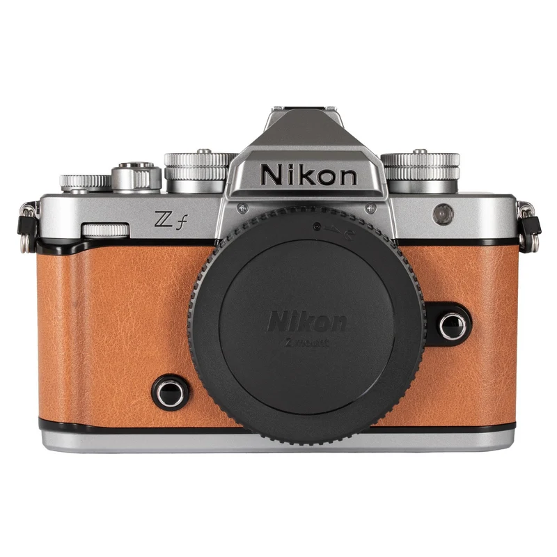 Nikon Z f Mirrorless Camera, Silver/Cognac Brown