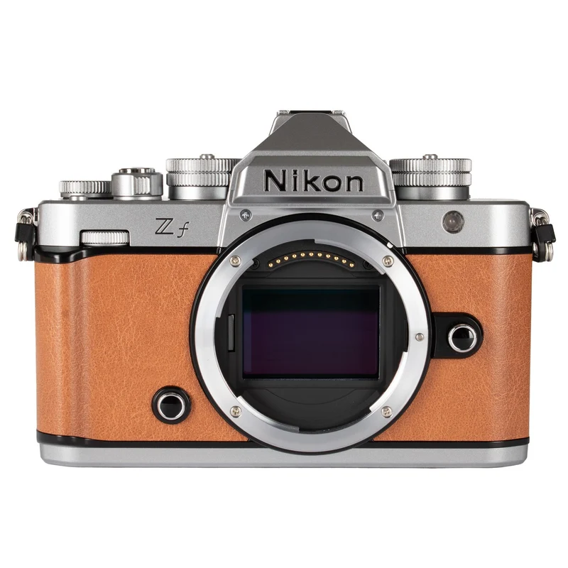Nikon Z f Mirrorless Camera, Silver/Cognac Brown