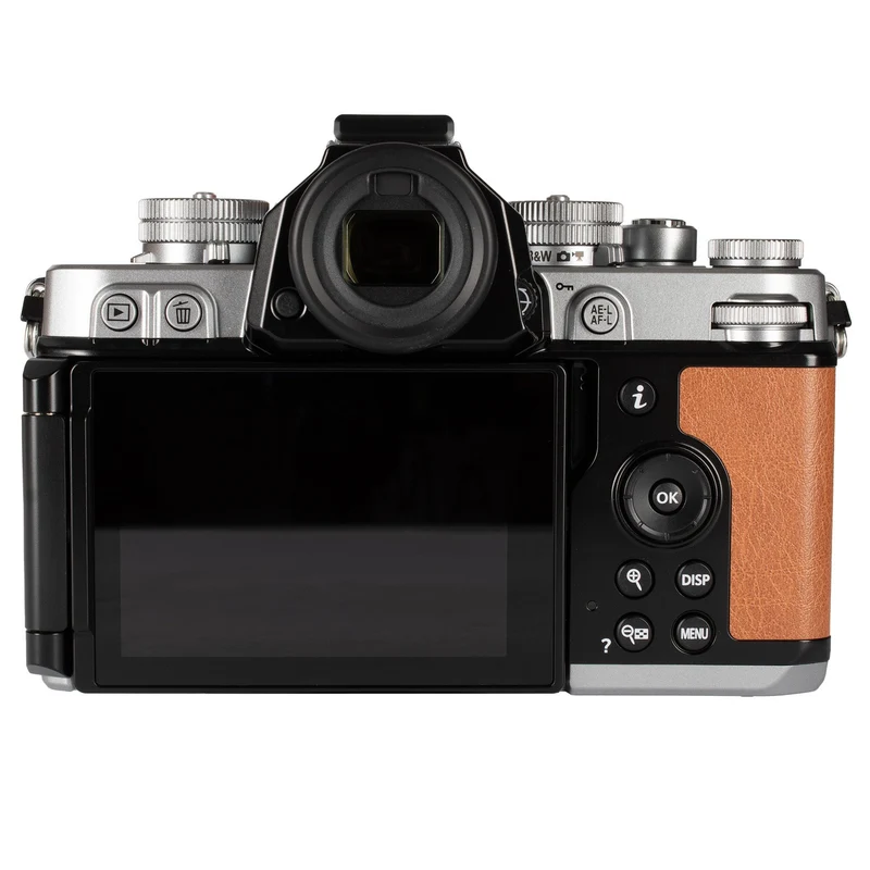 Nikon Z f Mirrorless Camera, Silver/Cognac Brown