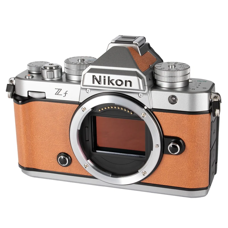 Nikon Z f Mirrorless Camera, Silver/Cognac Brown