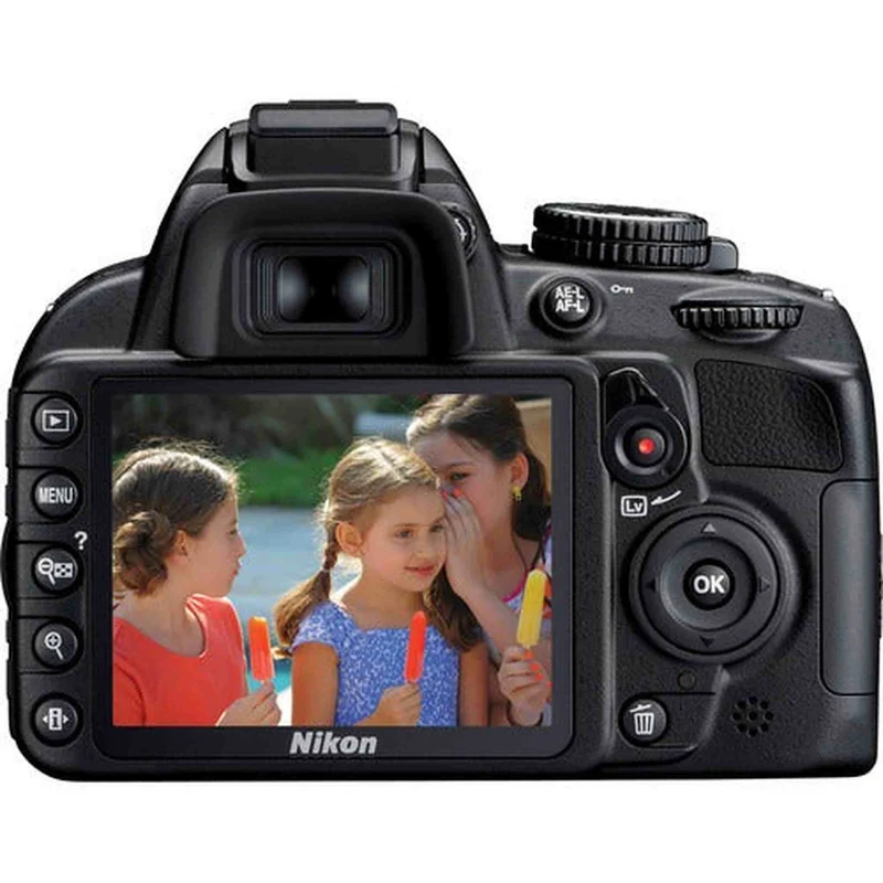 Nikon D3100 14 Megapixel Digital SLR Camera with 3x Optical Zoom, 3 LCD, Full 1080p HD Cinematic Video, VR Image Stabilization, Split-second Shutter Response, Black -