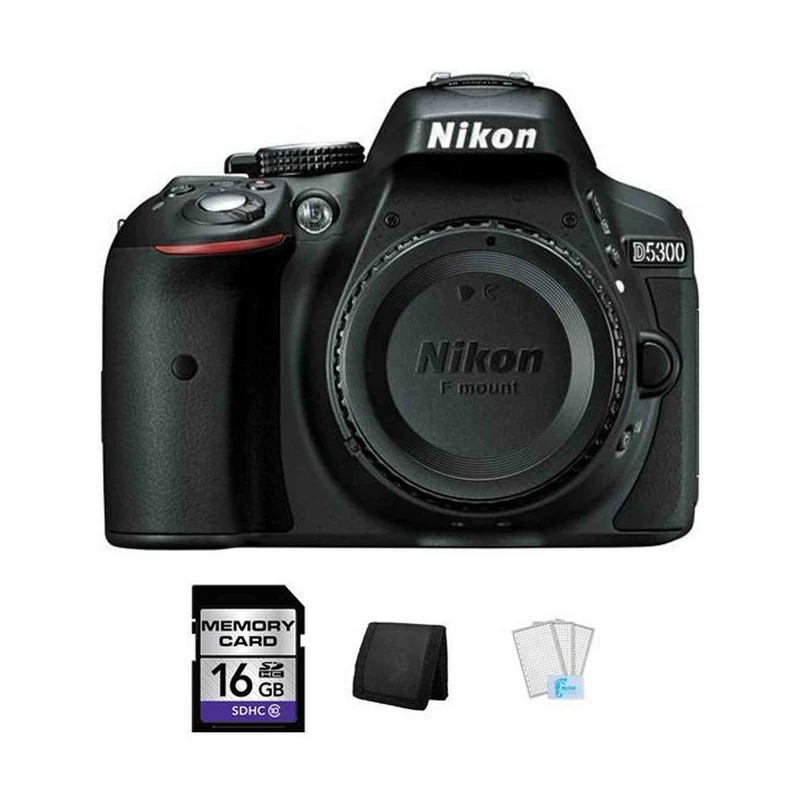 Nikon D5300 DSLR Camera - Black + 16GB, Memory Card Wallet & Screen Protectors