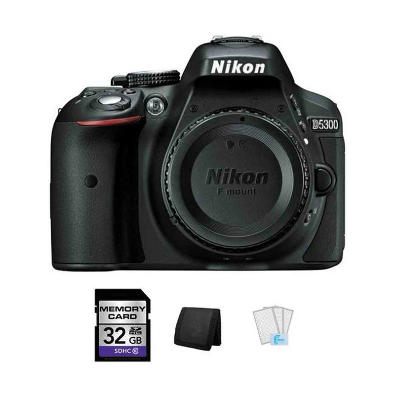 Nikon D5300 DSLR Camera - Black + 32GB, Memory Card Wallet & Screen Protectors