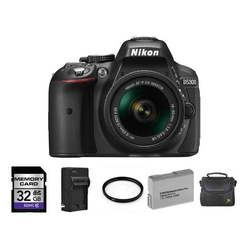 Nikon D5300 Digital SLR Camera w/18-55mm Lens + 2 Batteries, 32GB & More