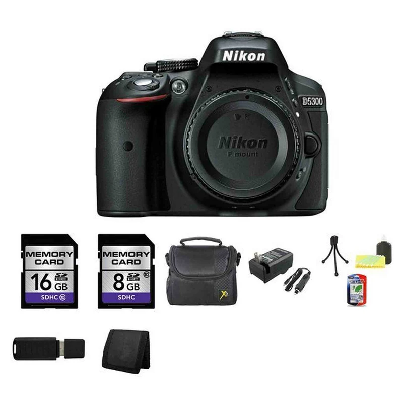 Nikon D5300 Digital SLR Camera (Body) - Black 24GB Package