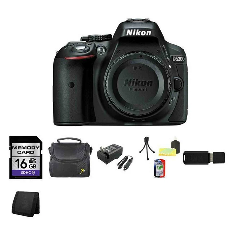 Nikon D5300 Digital SLR Camera (Body) - Black 16GB Best Value Bundle