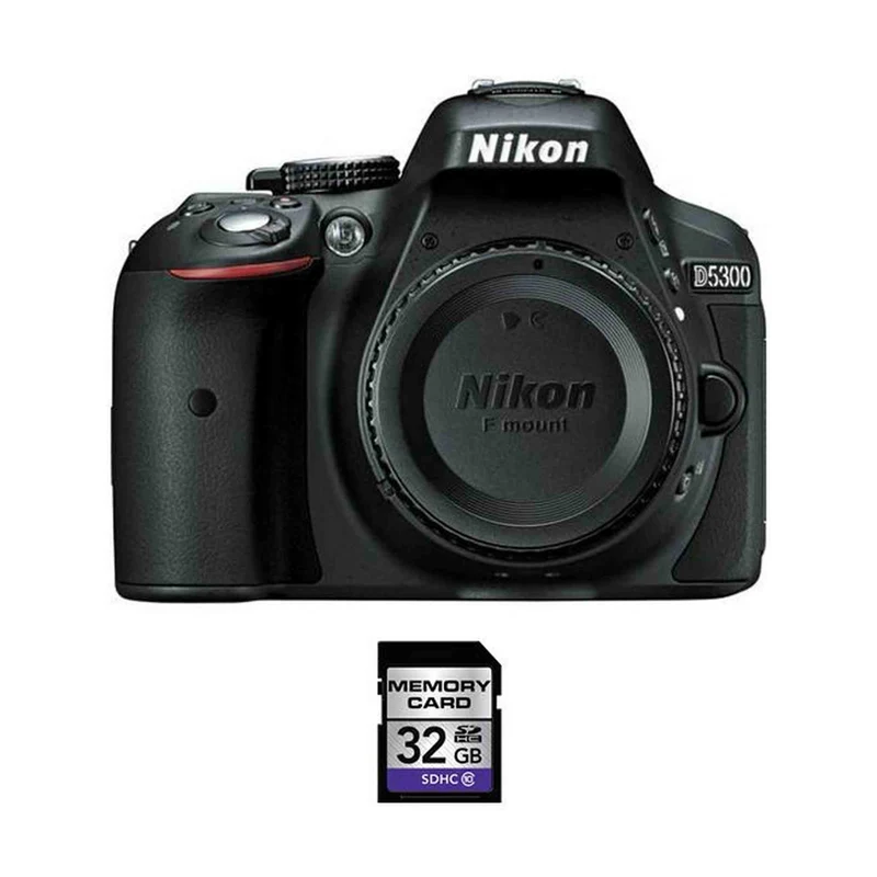 Nikon D5300 DSLR Camera - Black + 32GB SDHC Card