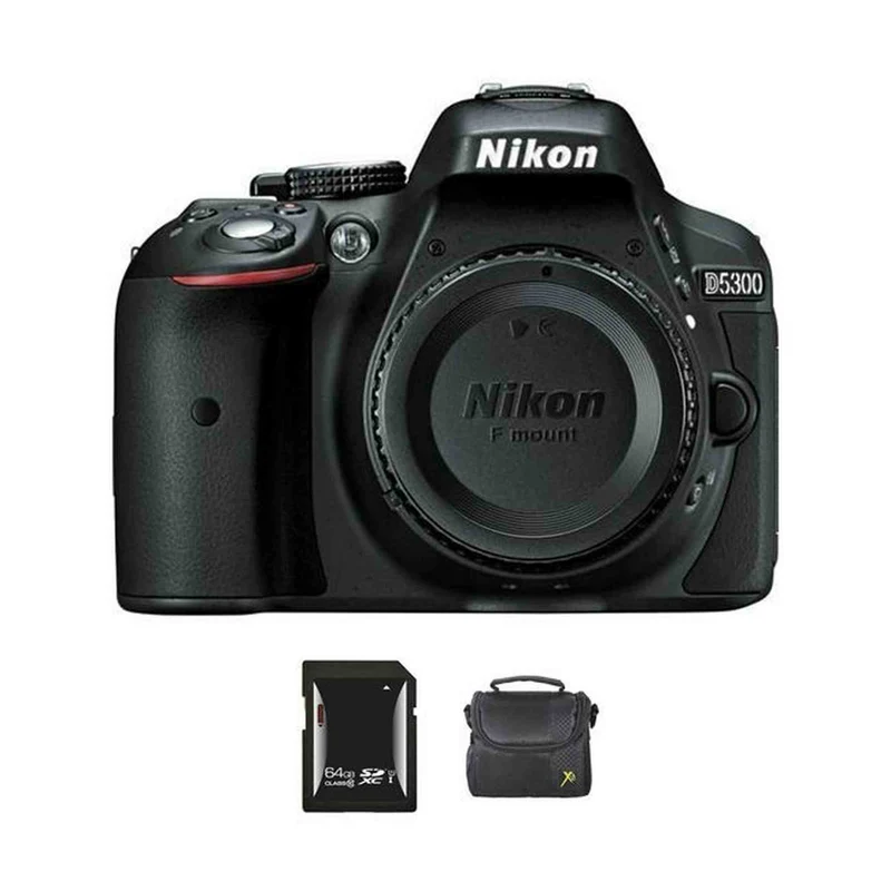 Nikon D5300 DSLR Camera - Black + 64GB & Case