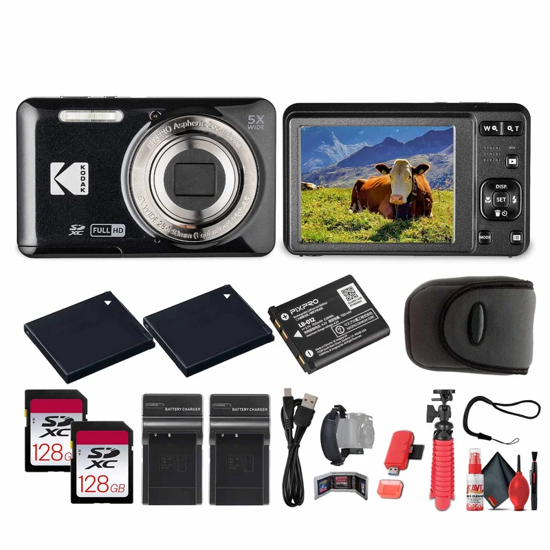 Kodak Pixpro FZ55 Digital Camera in Black (FZ55BK) Bundle with Accessories