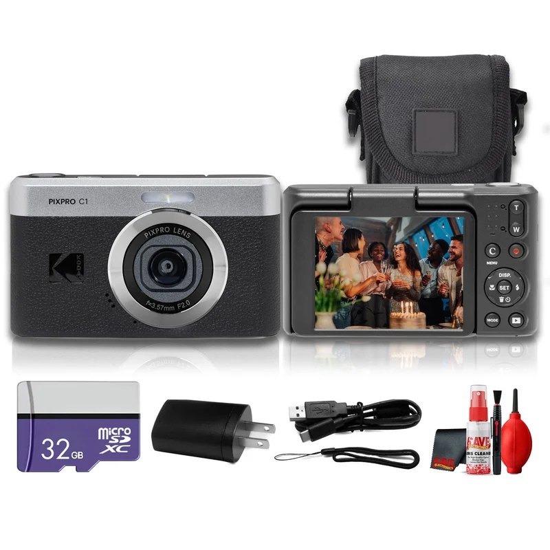 Kodak PIXPRO C1 Digital Camera (Black) 13MP Compact Camera + More