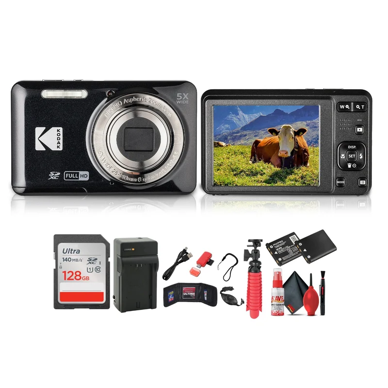 Kodak Pixpro FZ55 Digital Camera in Black (FZ55BK) Bundle with Accessories