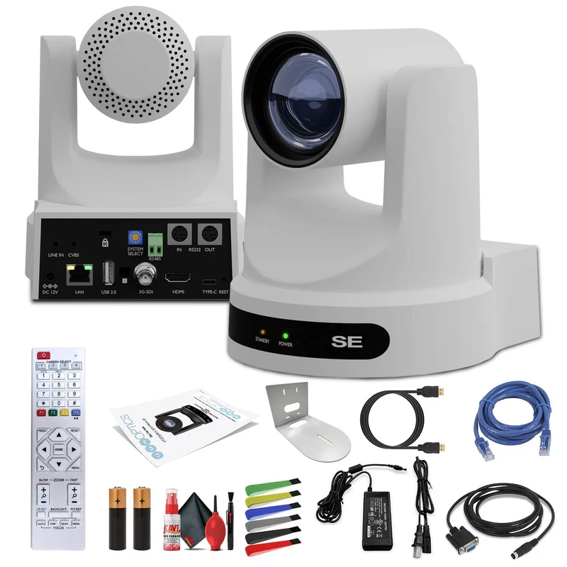 PTZOptics Move SE PTZ Camera with 20x Optical Zoom (White) (PT20X-SE-WH-G3) + Wall Mount