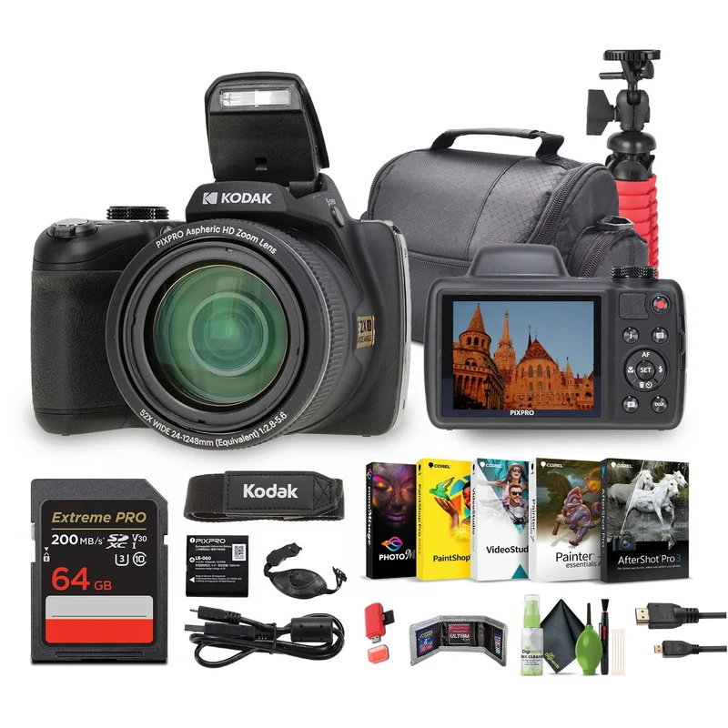 KODAK PIXPRO Astro Zoom AZ528 16MP Digital Camera +64GB Memory Card+More (Black)
