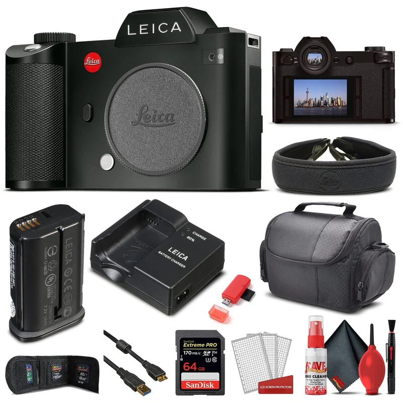 Leica SL (Typ 601) Mirrorless Digital Camera (10850) + 64GB Extreme Pro Card + Card Reader + Case + Memory Wallet - Starter Bundle