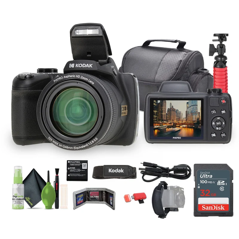 KODAK PIXPRO AZ528 16MP Digital Vlogging Camera +32GB Memory Card + More (Black)