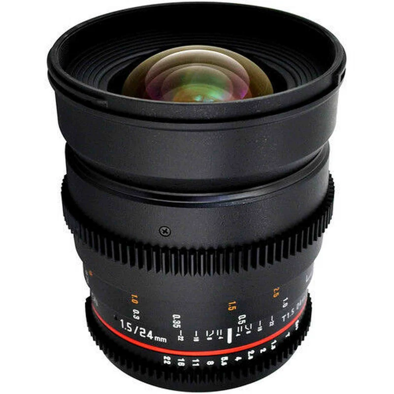 Rokinon 24mm T1.5 Cine Lens for Nikon + UV Filter & Cleaning Kit Bundle