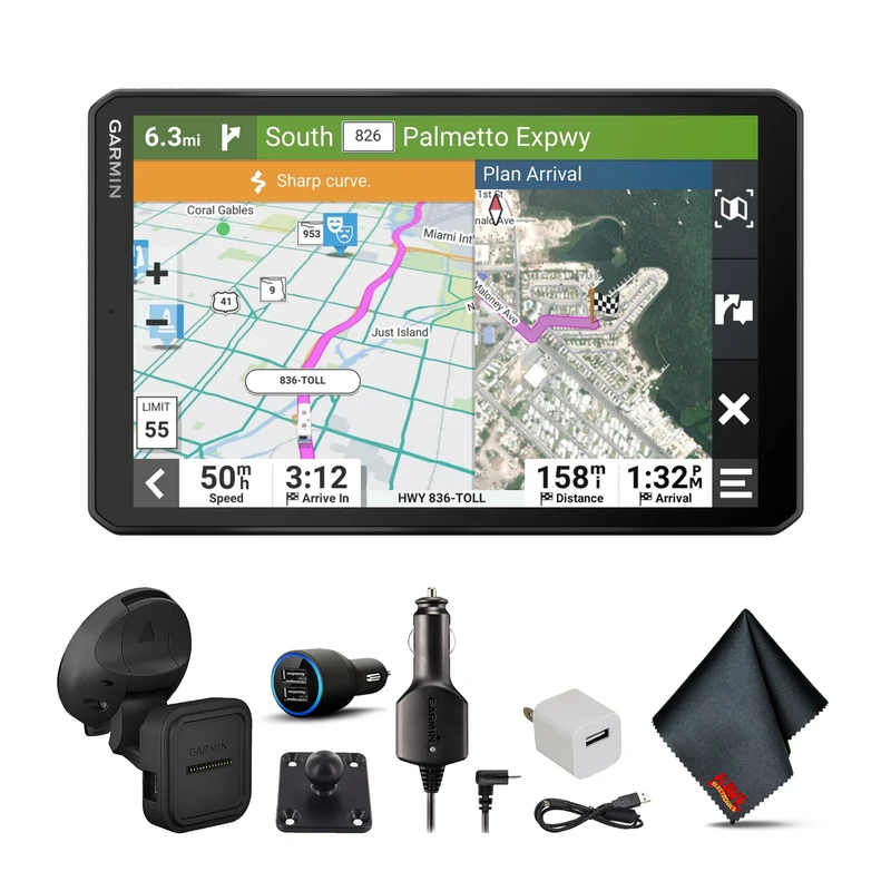 Garmin RV 895 MT-S with USB Car and Wall Adapters and 6Ave Cleaning Cloth