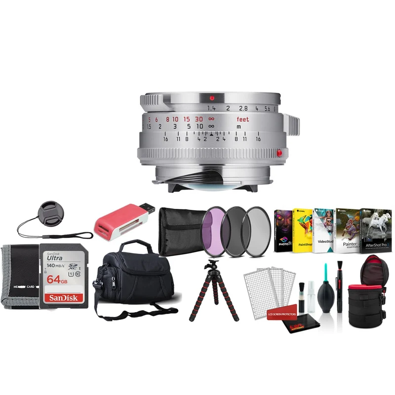 Leica 35mm f/1.4 Summilux-M Lens (Silver) with Pro Filter Kit and Lens Case