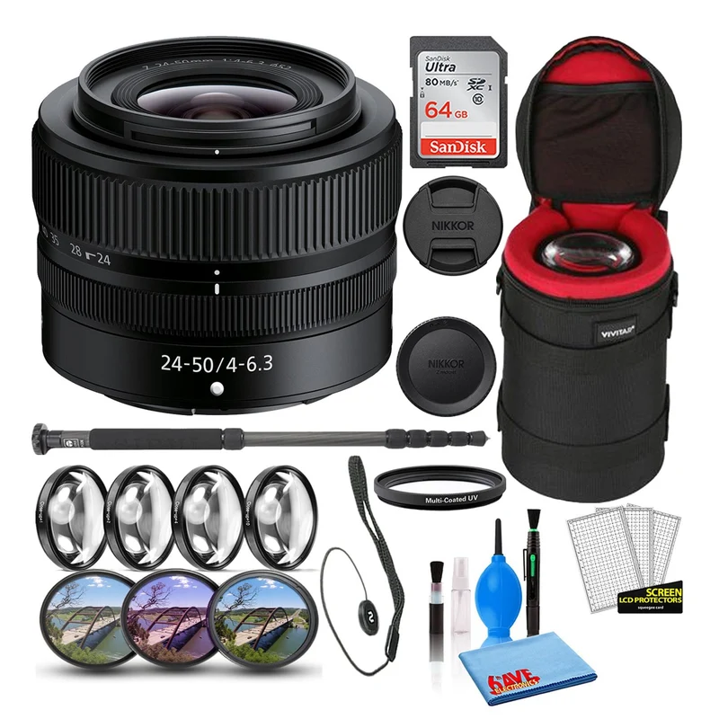 Nikon NIKKOR Z 24-50mm f/4-6.3 Zoom Lens (20096) Intl Model Bundle + SD Card