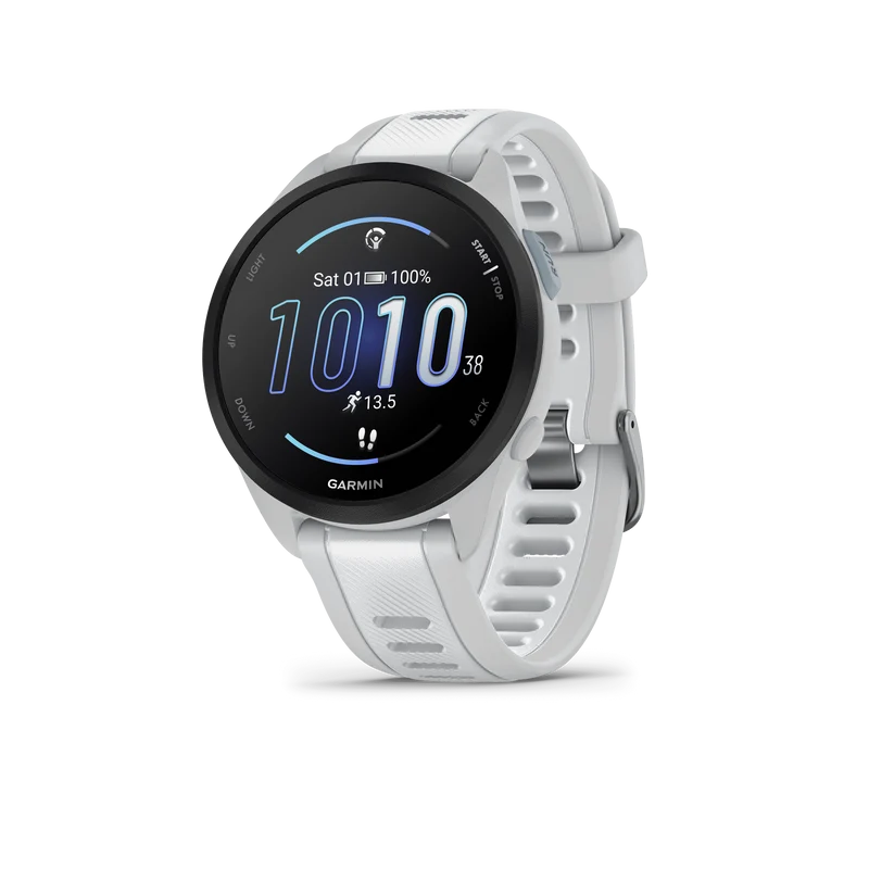 Garmin Forerunner 165, Running Smartwatch, Colorful AMOLED Display, Training Metrics and Recovery Insights, Whitestone