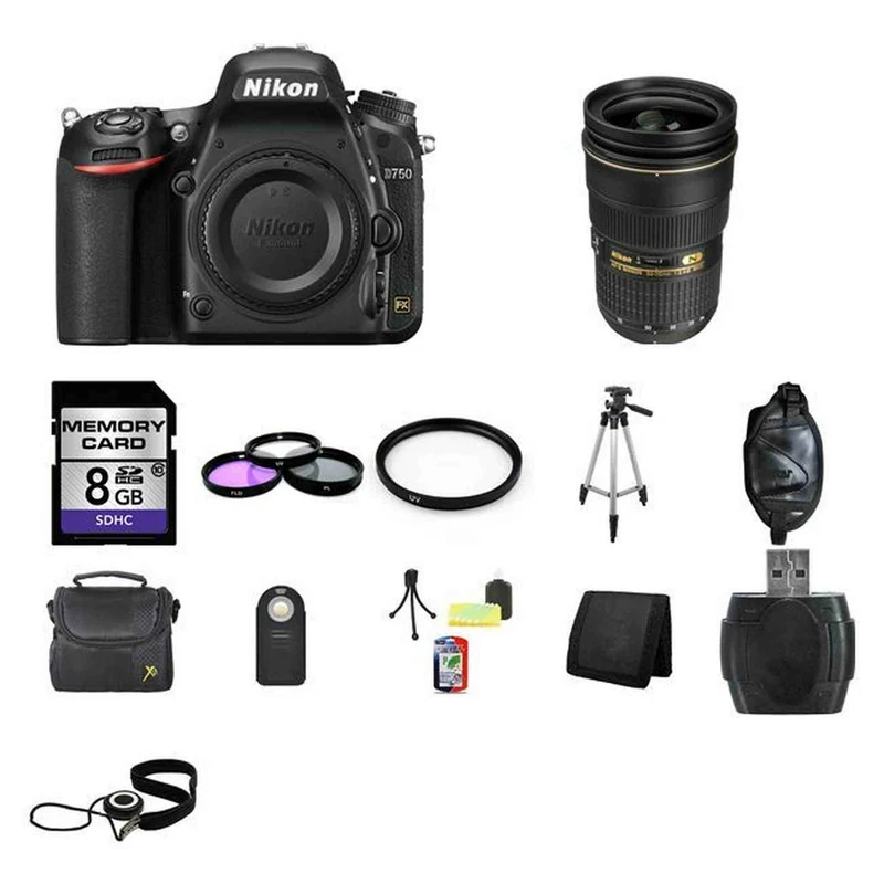 Nikon D750 DSLR Camera w/24-70mm Lens 8GB Full Kit